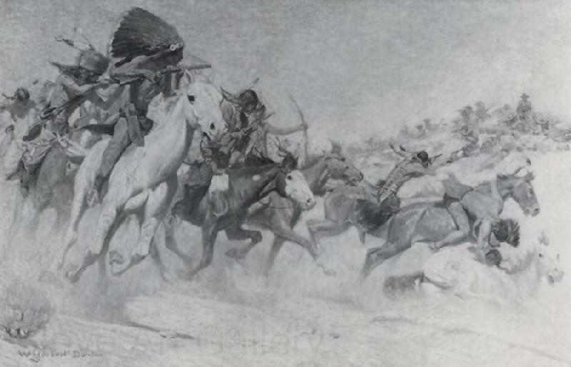 William Herbert Dunton The Custer Fight Norge oil painting art